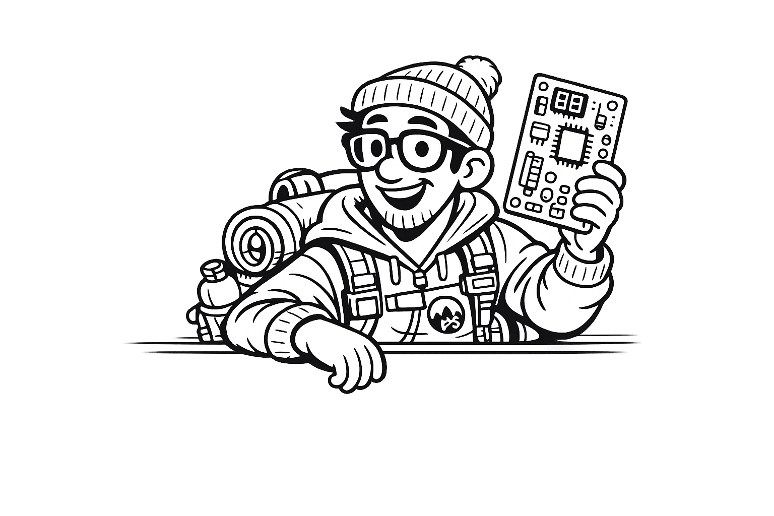 Parts Sherpa mascot holding an appliance control board